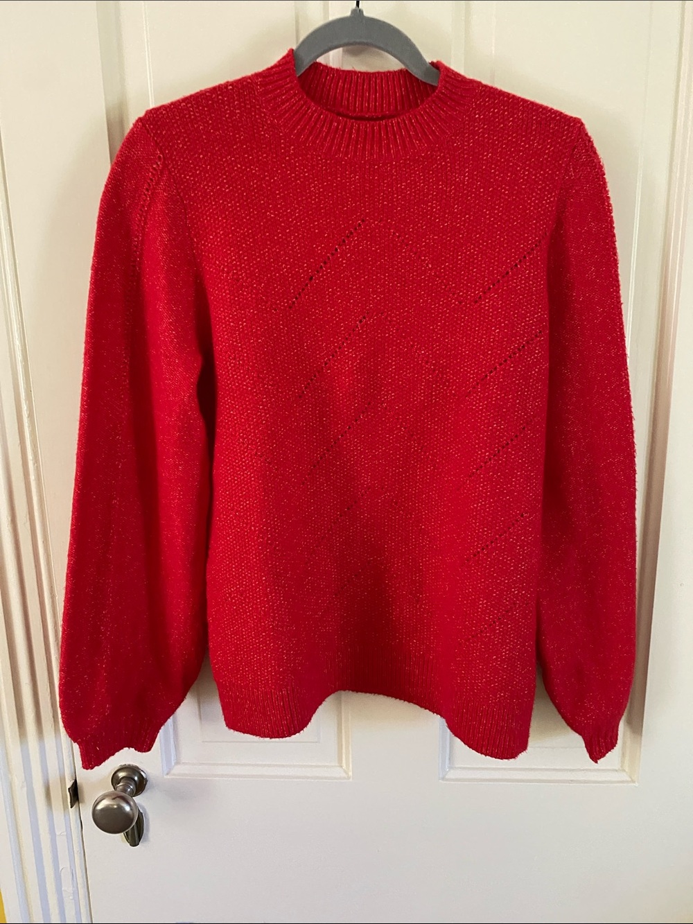 Lucky Brand Red Sparkle Crewneck Sweater. Preowned in excellent condition.